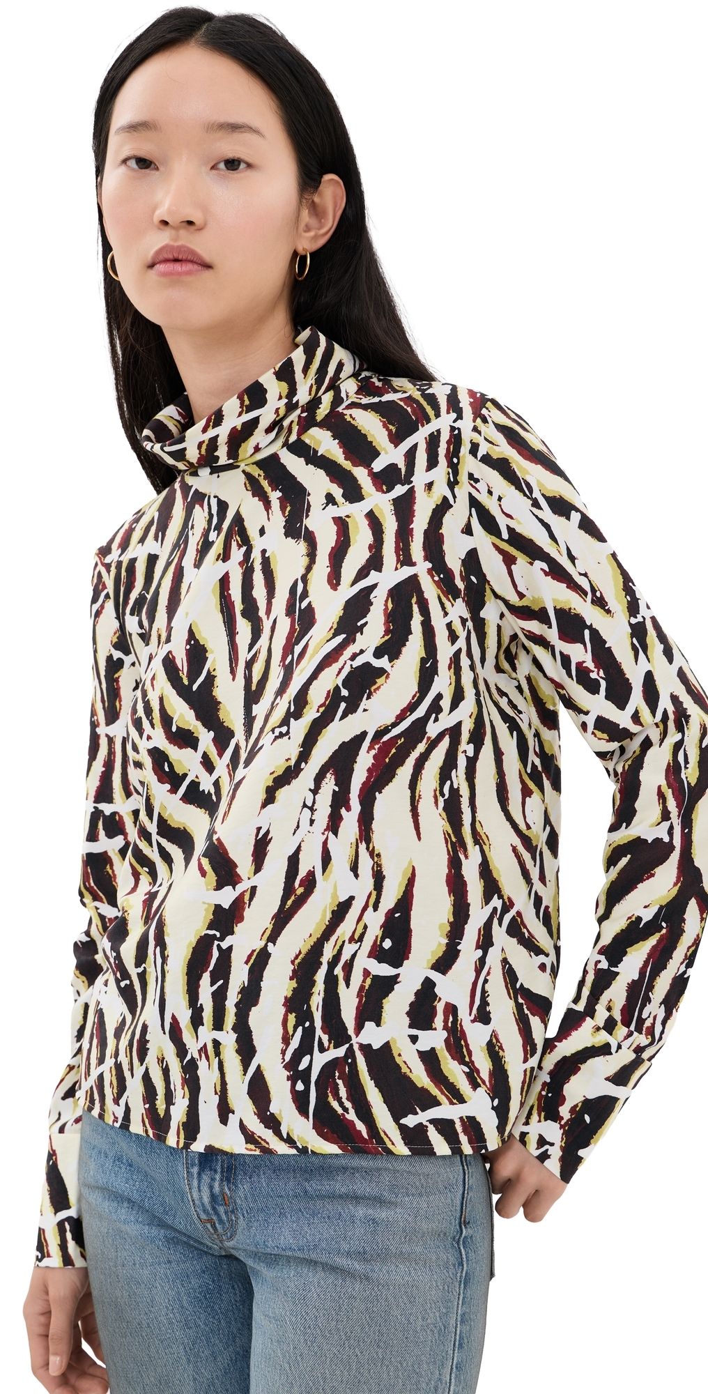 Proenza Schouler White Label Printed Soft Twill Ansel Top Acid Multi 4