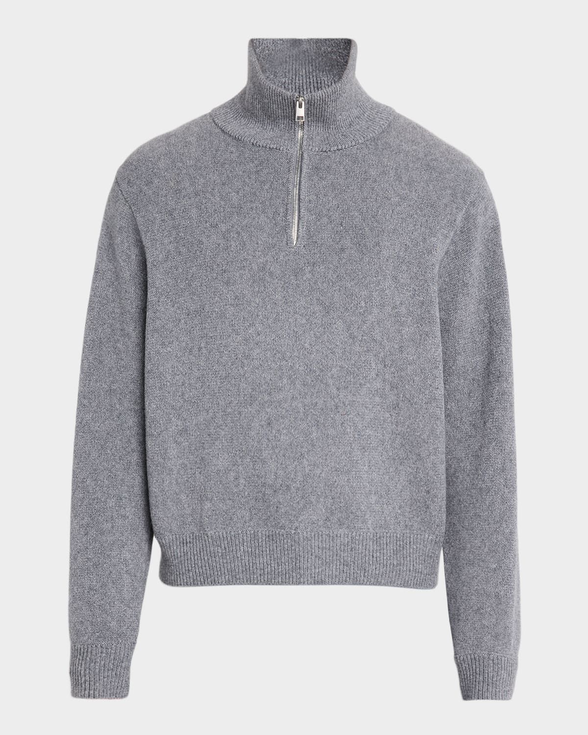 Men & apos;s Wool and Cotton Quarter-Zip Sweater