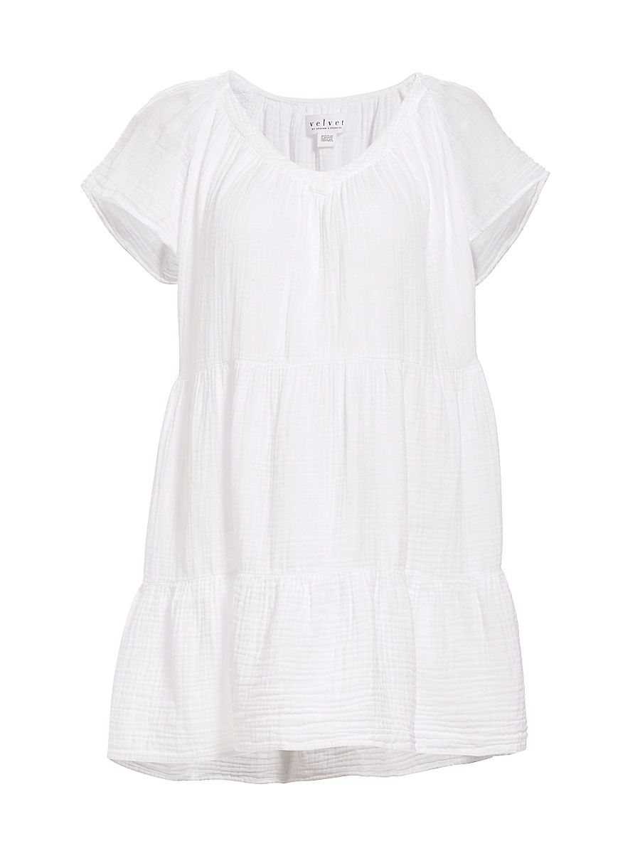 Women's Eleanor Gauze Tiered Minidress - White - Size Small