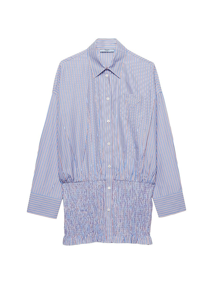 Women's Striped Poplin Shirt - Blue - Size 10