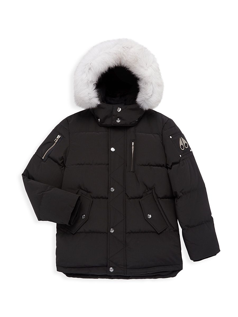Kid's 3Q Down Jacket - Black White - Size 7