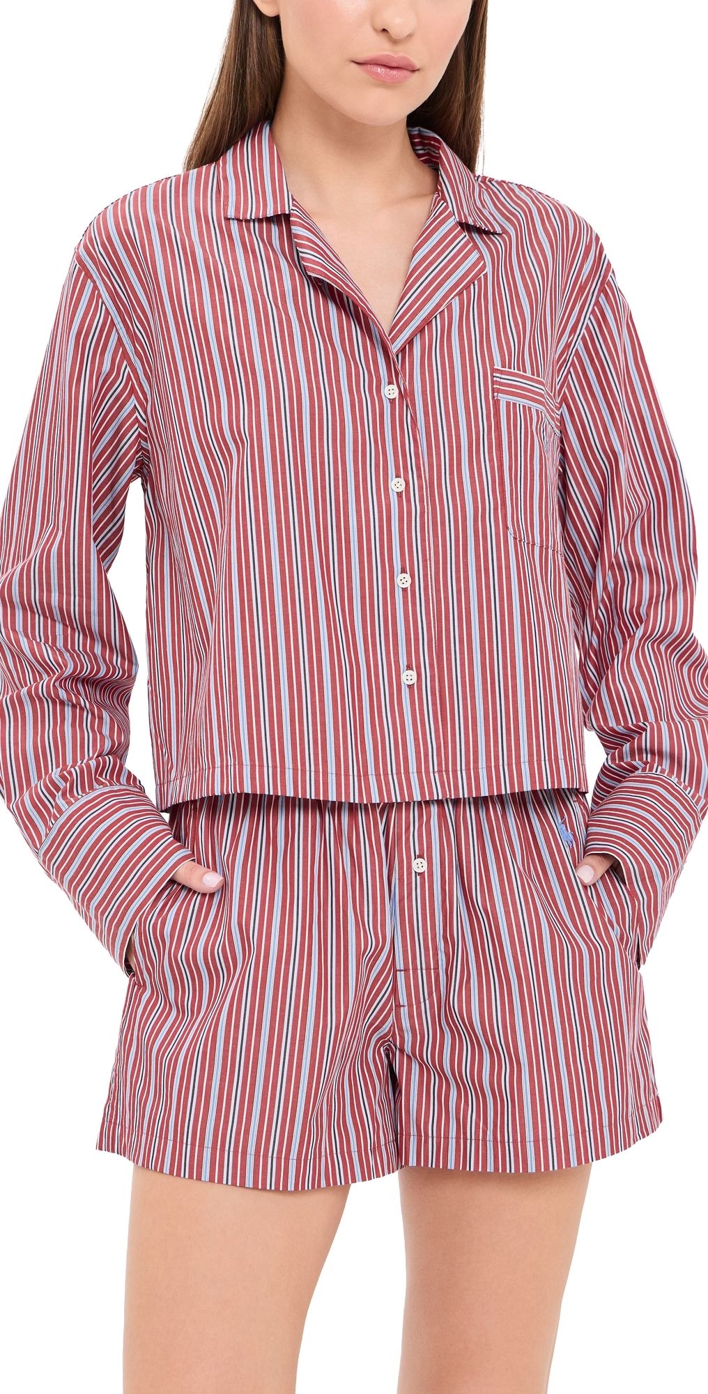 Polo Ralph Lauren Crop Shirt & Boxers Pajama Set CLUB STRIPE XL