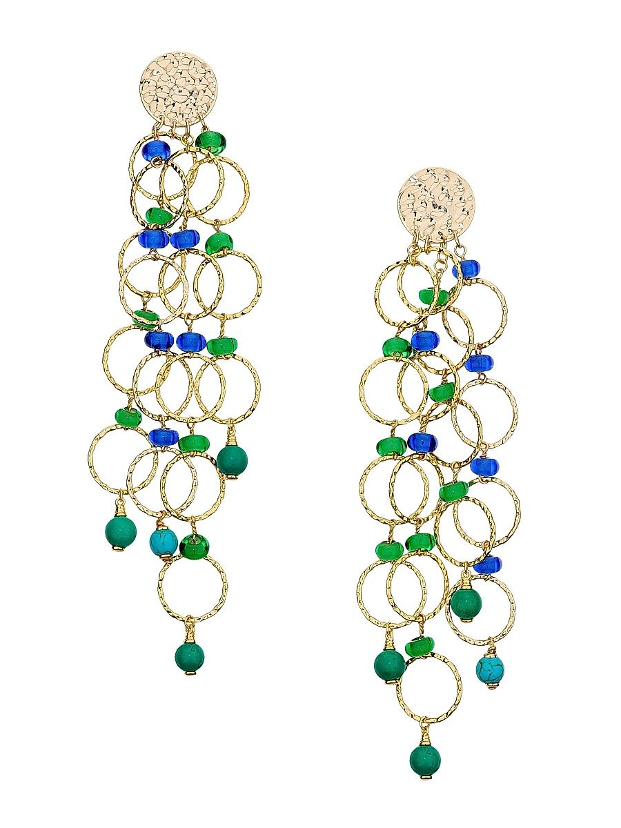 Women's Bauble Beads Lila Goldtone Beaded Drop Earrings - Gold