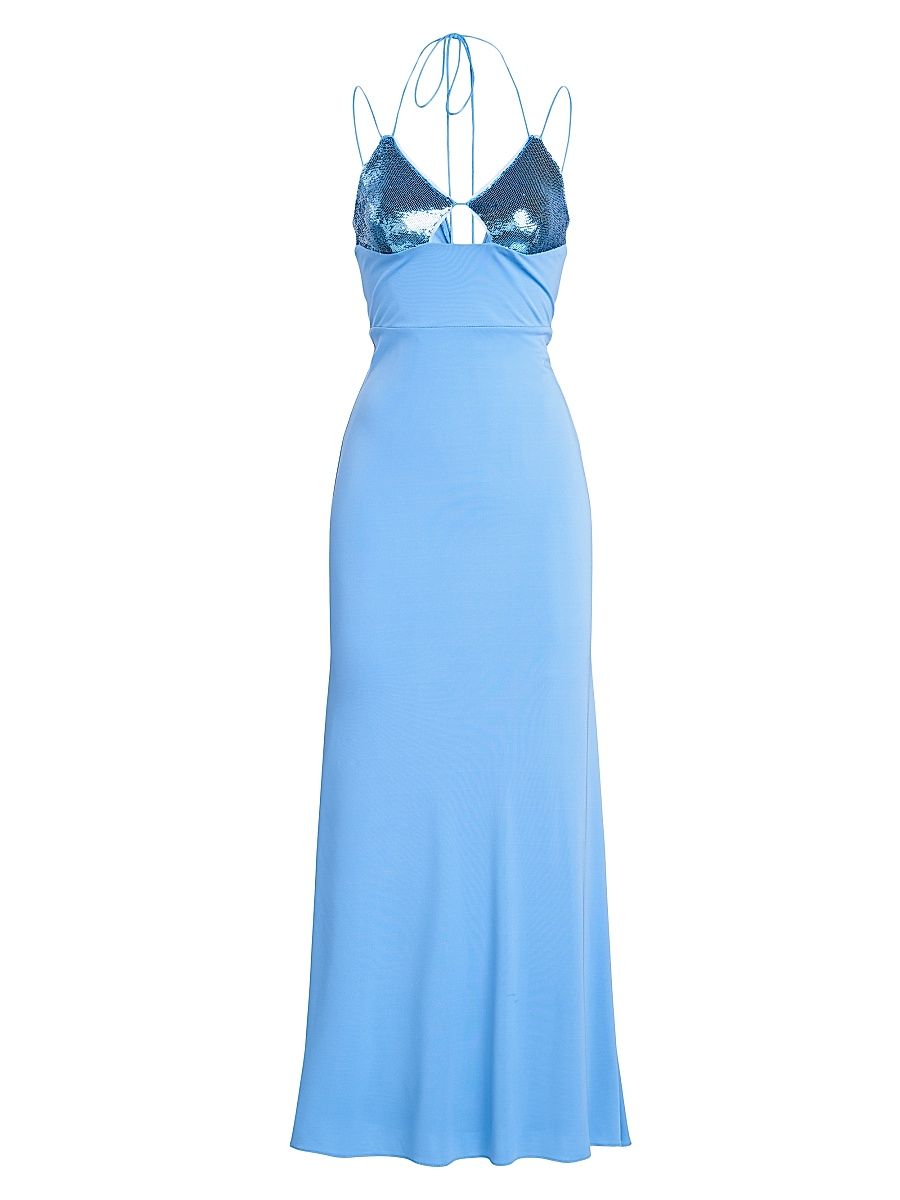 Women's Kasen Sequin Jersey Gown - Tranquil Blue - Size 16