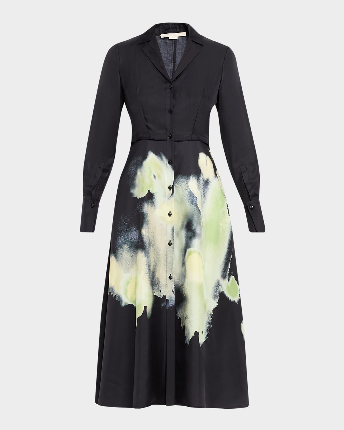 Watercolor Floral Silk Shirtdress