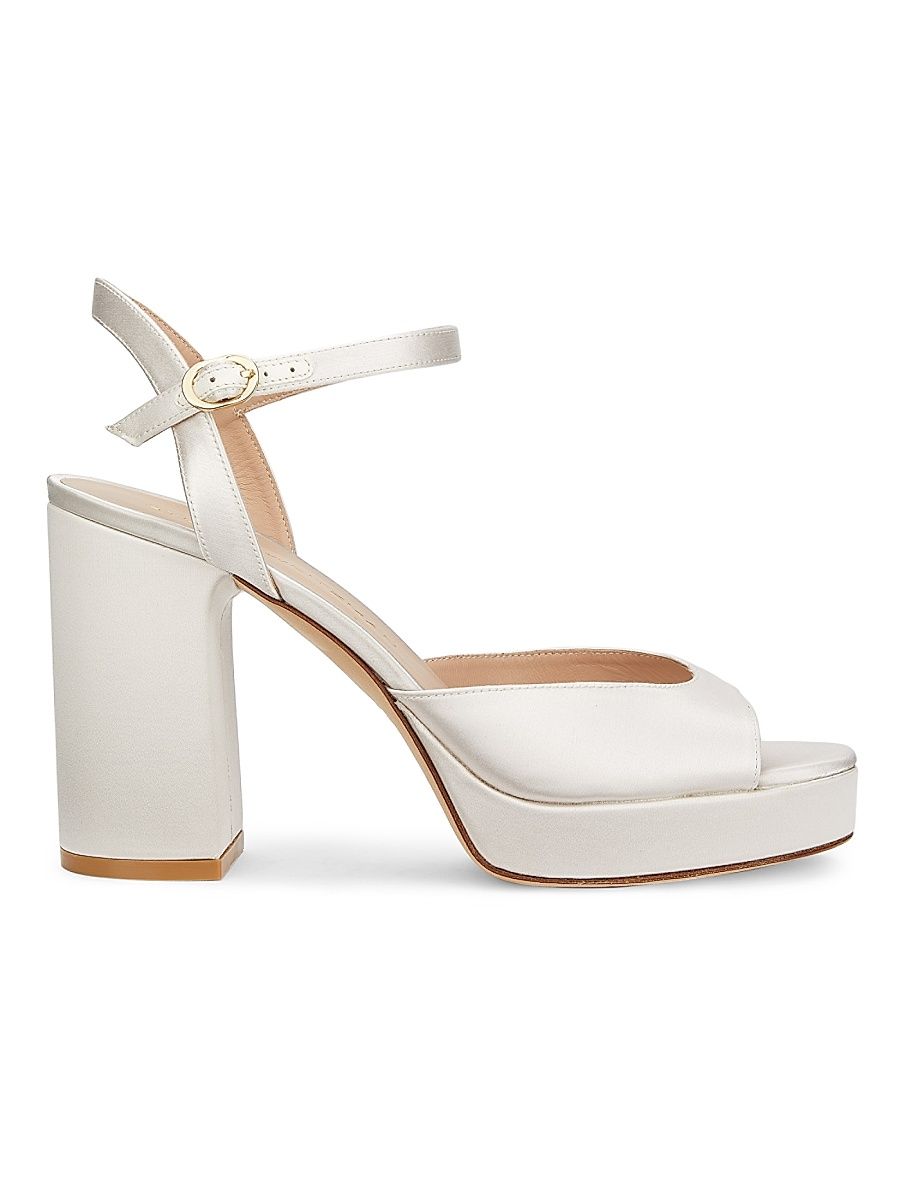 Women's Dayna 100MM Satin Platform Sandals - Cream - Size 11.5