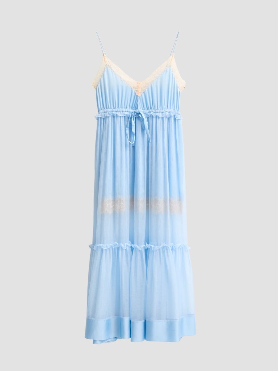 Ulla Johnson Women's Imogen Lace-Trimmed Silk Maxi Slipdress - Hydrangea - Size 10