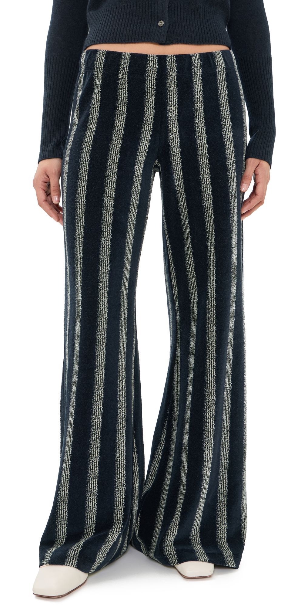 Suzie Kondi Lito Velour Pants Midnight/Ivory Stripe L
