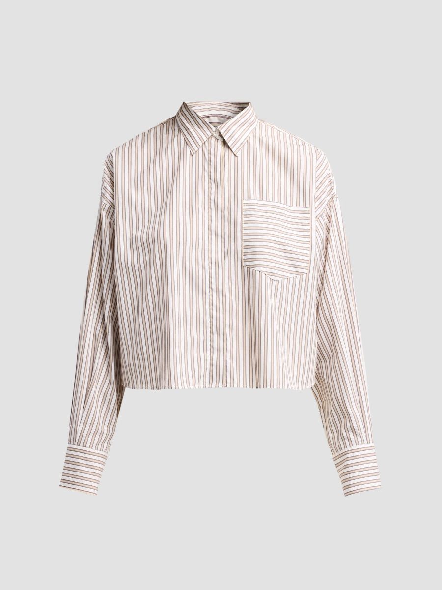 rag & bone Women's Marin Striped Crop Shirt - Tan Stripe - Size XL