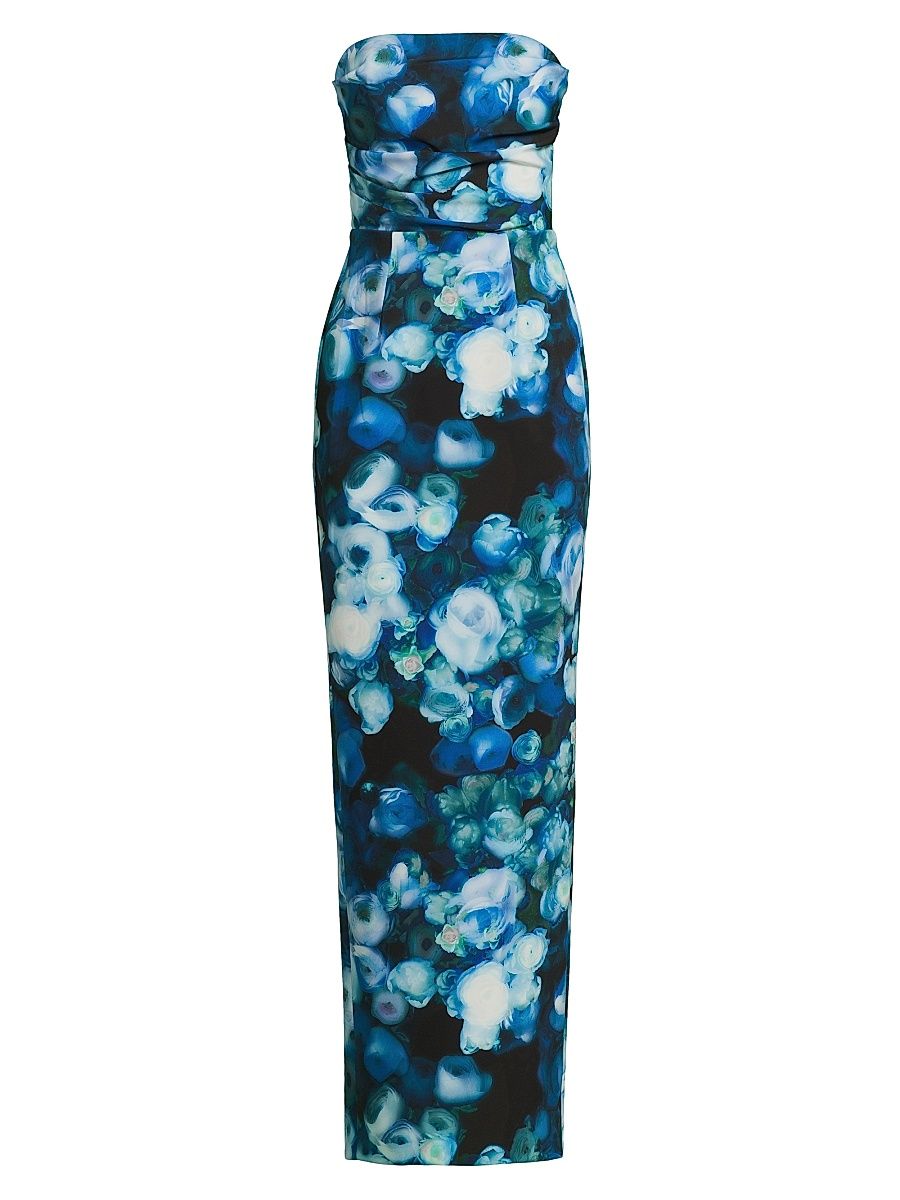 Women's Leonora Floral Strapless Gown - Cerulean Corsage - Size 14