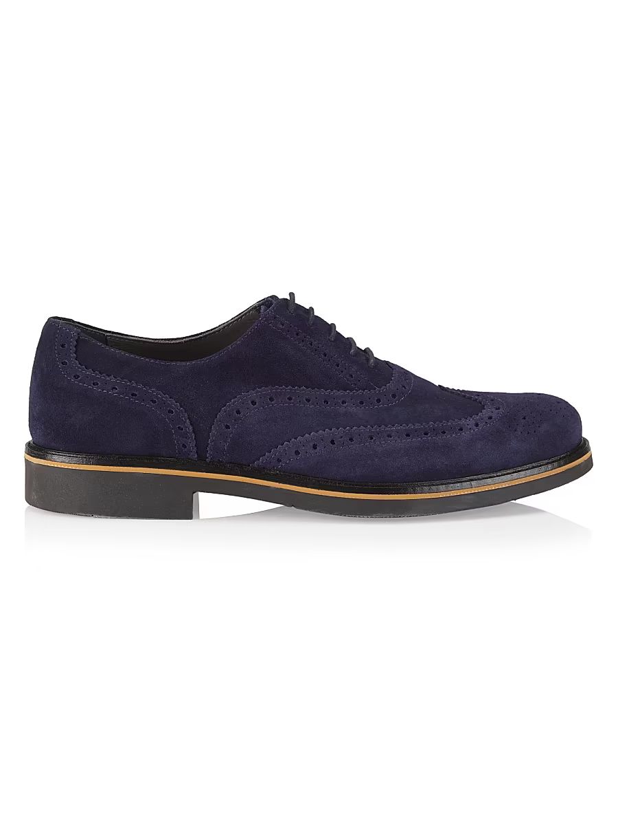 Men's Coringto Suede Wingtip Lace-Up Derbys - Blue - Size 10