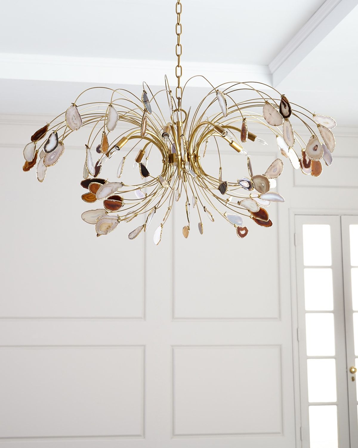 Agate and Brass 8-Light Chandelier