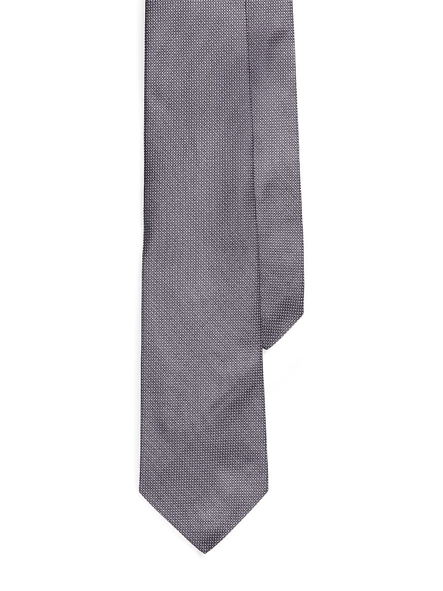 Men's Pin Dot Silk Tie - Navy White