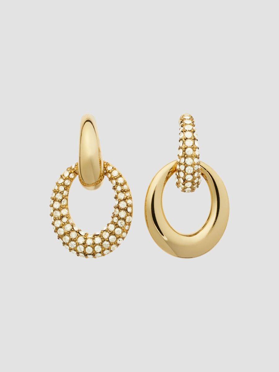 Tory Burch Women's Pierced Doorknocker 18K-Gold-Plated & Crystal Drop Earrings - Light Brass