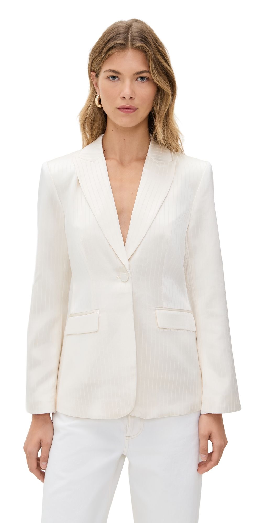 Cinq à Sept Georgia Satin Stripe Cheyenne Blazer Ivory 12