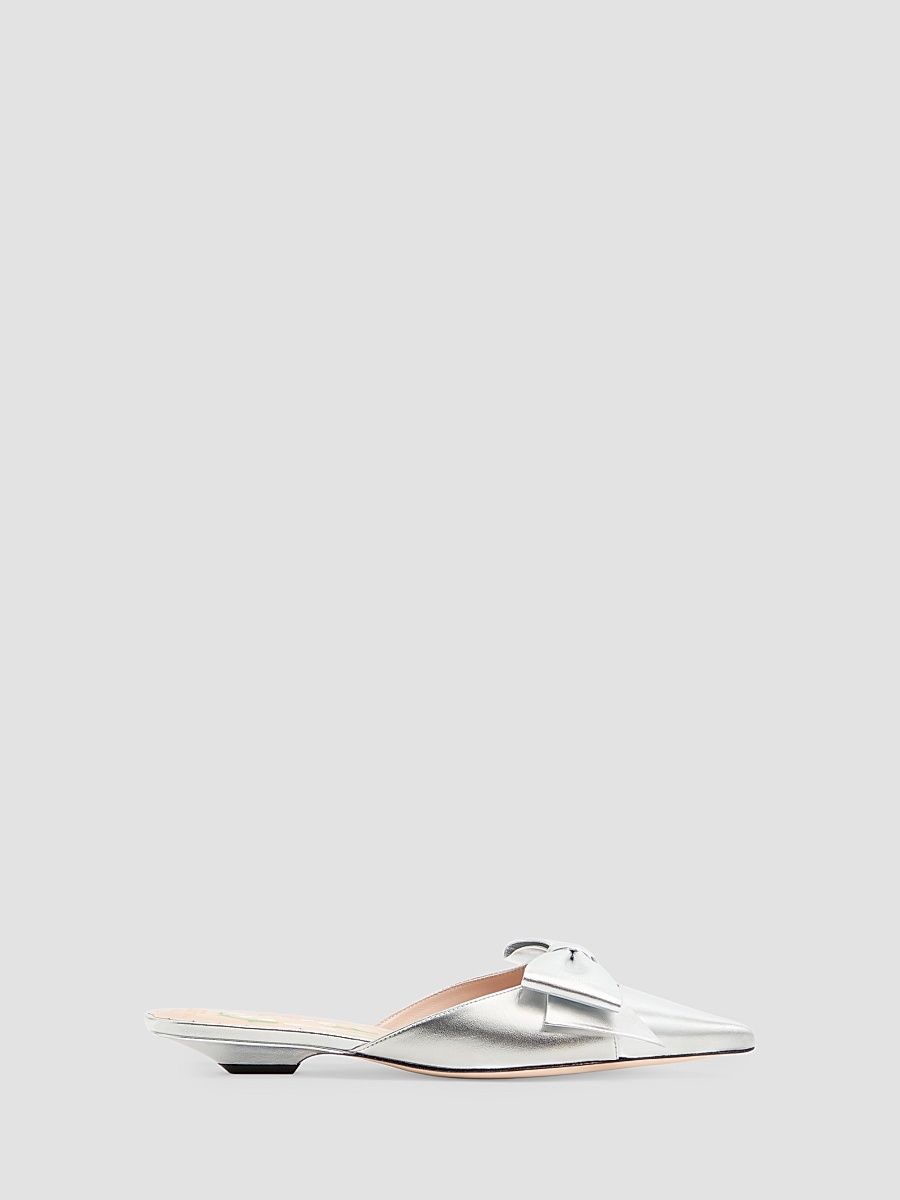 Women's Bowow 20MM Mules in Laminated Nappa - Silver - Size 10