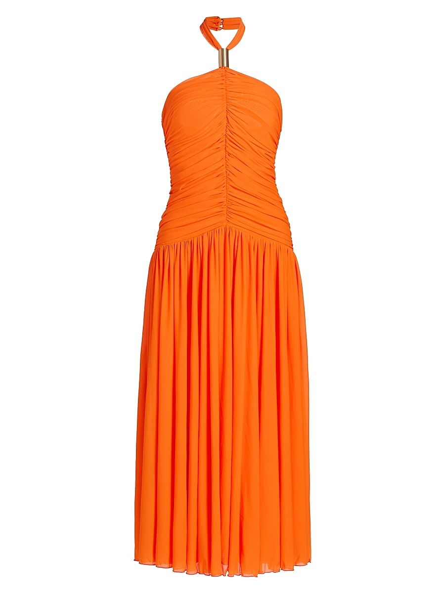Women's Wrenley Ruched Halter Midi-Dress - Clementine - Size XL