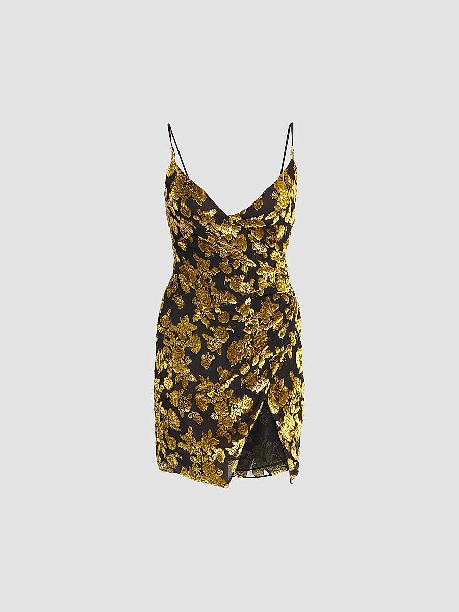 Balmain Women's Jacquard Silk-Velvet Mini Dress - Black Multi - Size 10