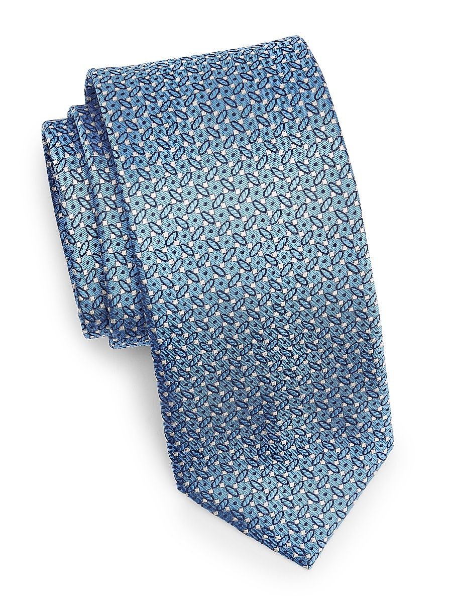 Men's Geometric Silk Tie - Blue