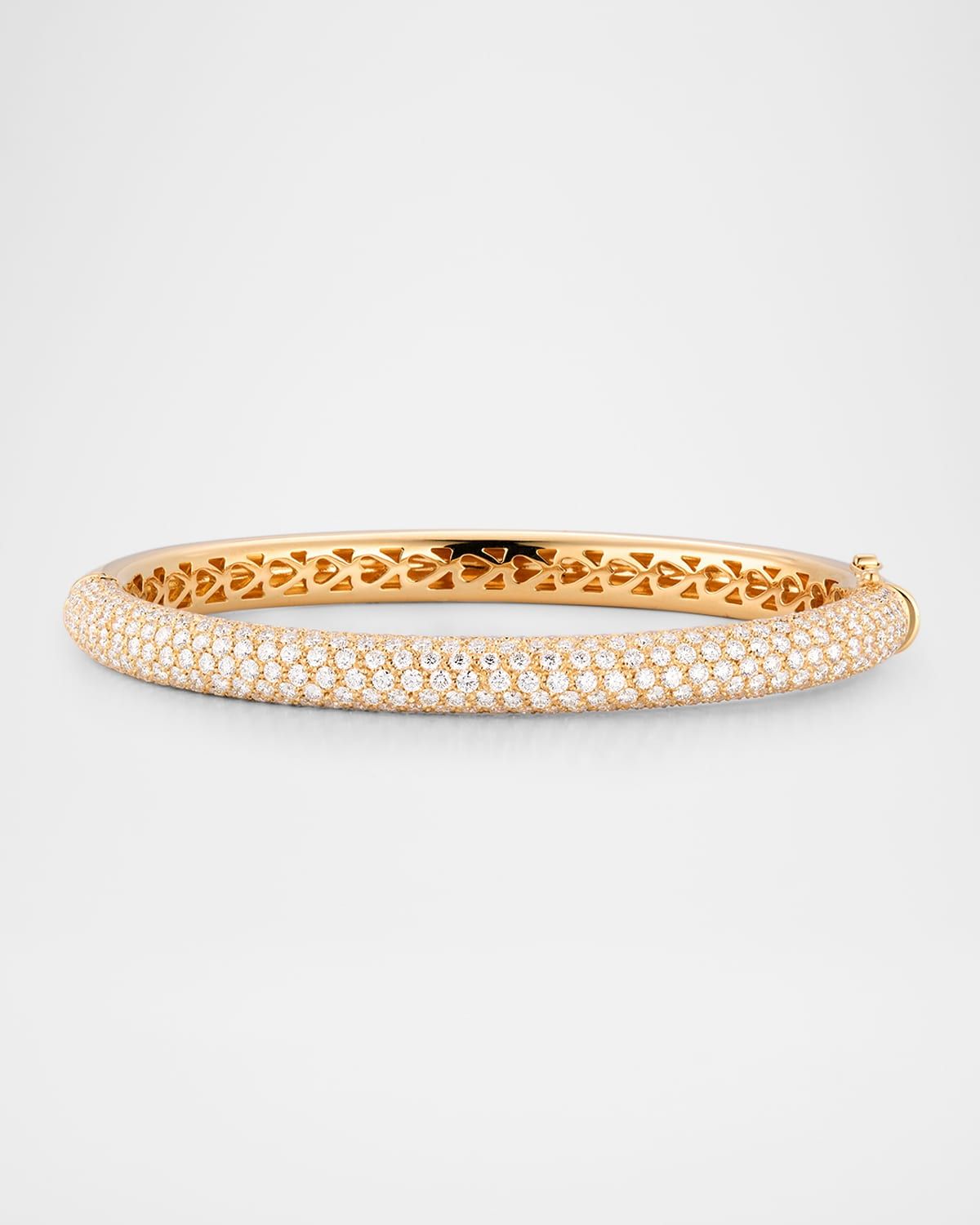 18K Yellow Gold Thin Pavé Diamond Bangle