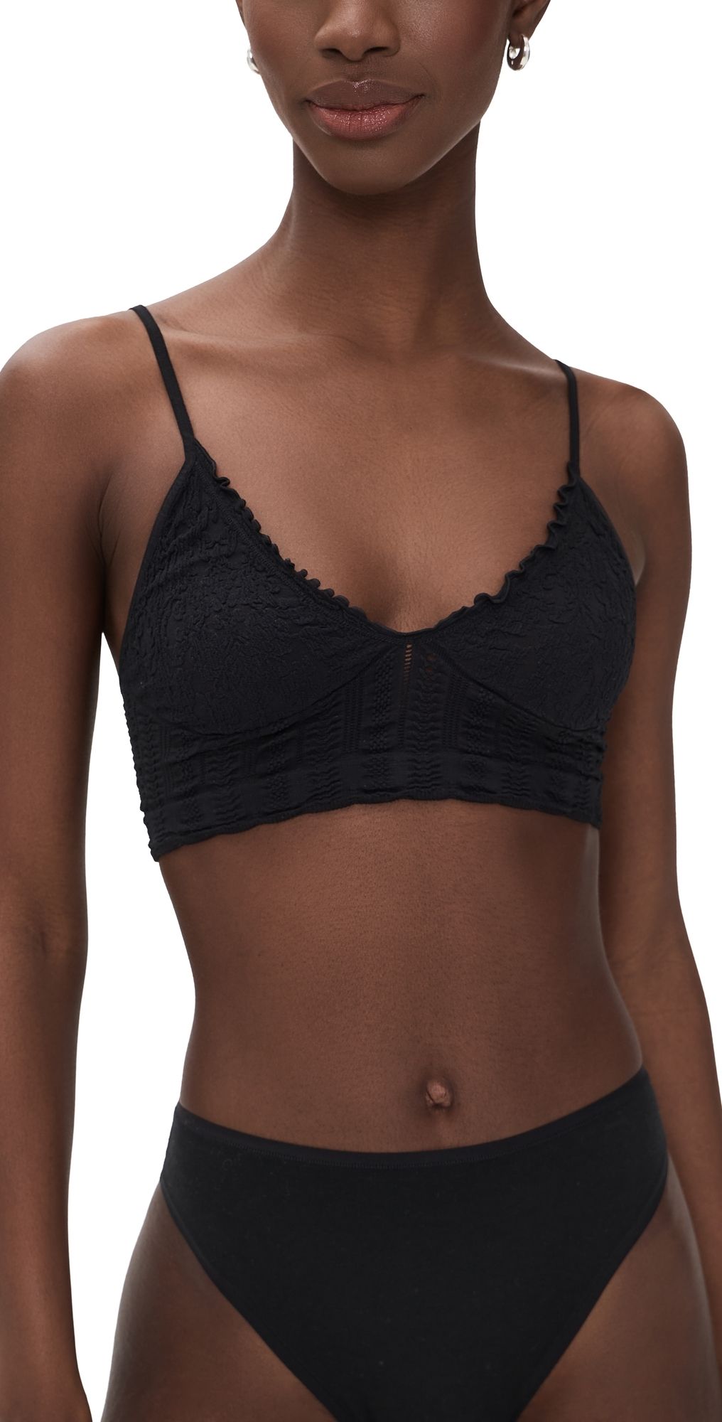 Free People Heirloom Seamless Bralette Black L/XL