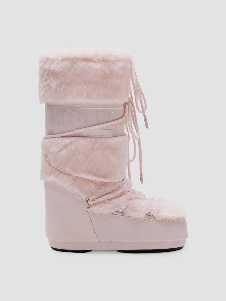 Moon Boot Women's Icon Faux-Fur Snow Boots - Dusty Pink - Size 4.5