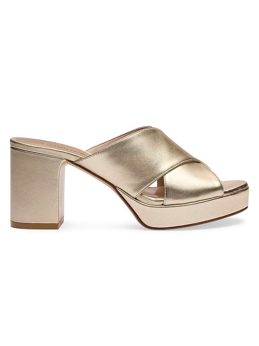 Women's Dayna 80MM Leather Platform Sandals - Light Gold - Size 9.5