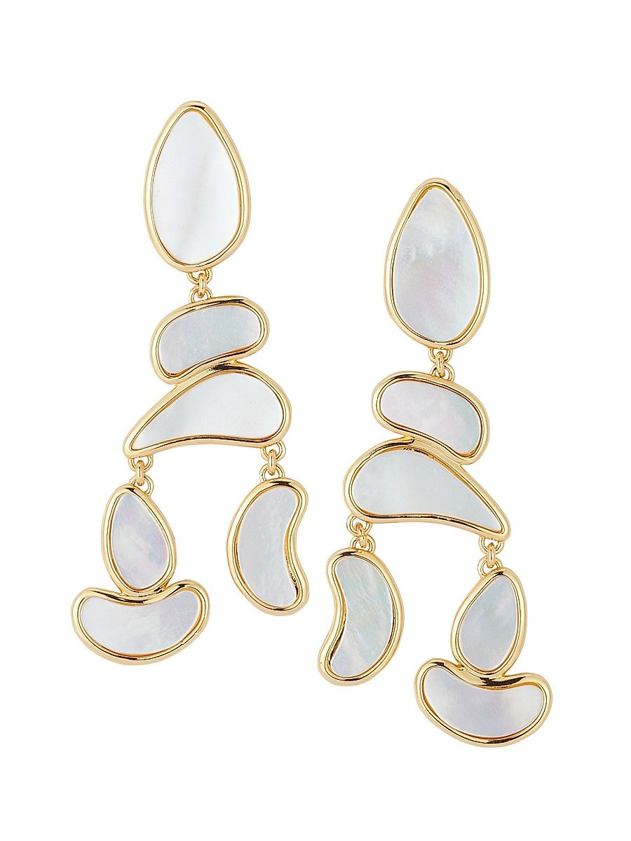Women's Luxe Paulina 14K-Gold-Plated & Mother-Of-Pearl Drop Earrings - White