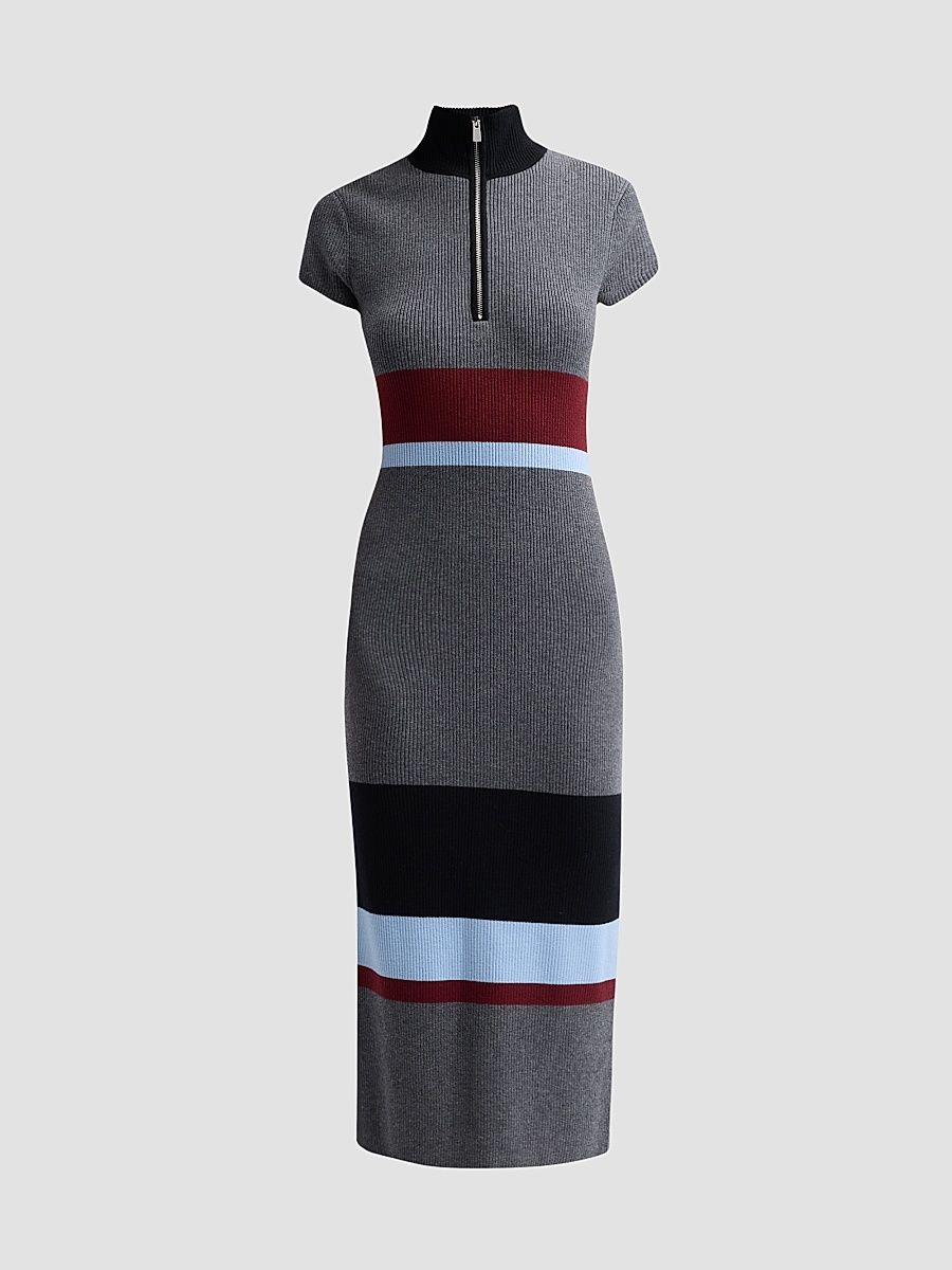 Women's Dasha Colorblocked Half-Zip Midi Dress - Sky Oxblood Multi - Size Large
