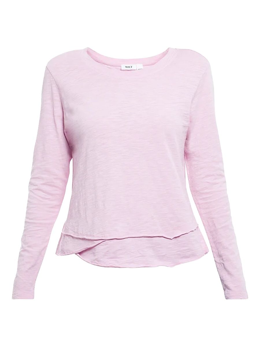 Women's Long Sleeve Mock Layer Tee - Mauve Mist - Size XL