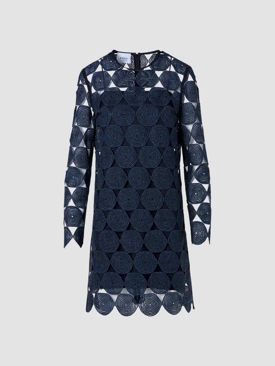 Akris punto Women's Metallic Dot Guipure Lace Knee-Length Dress - Metallic Blue - Size 6