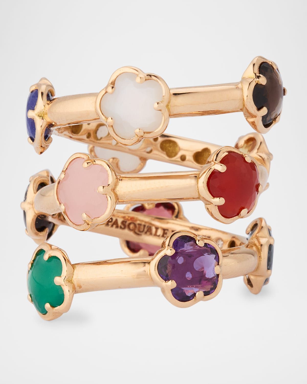 18K Rose Gold Figlia dei Fiori Ring with Multicolor Stones