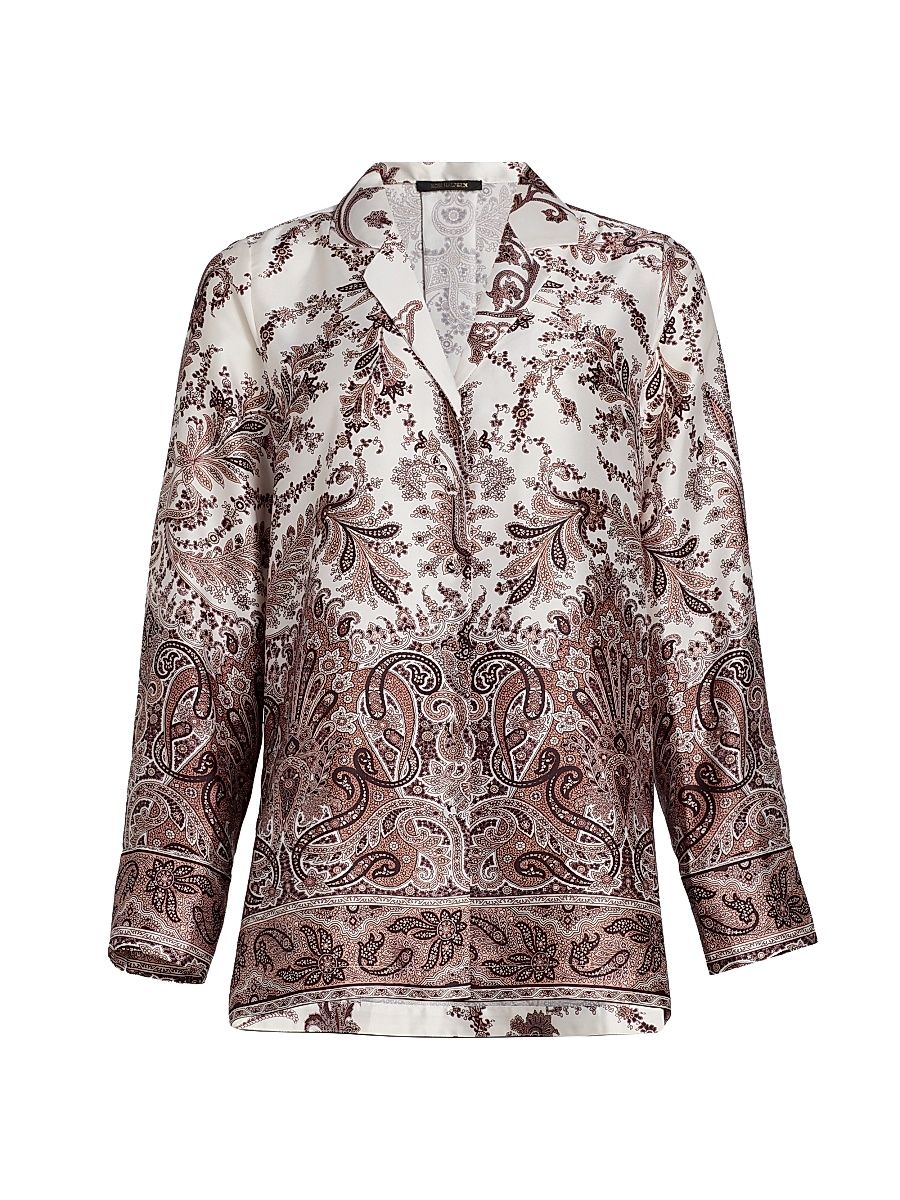 Women's Naomi Printed Twill Blouse - Natural Multi - Size XS