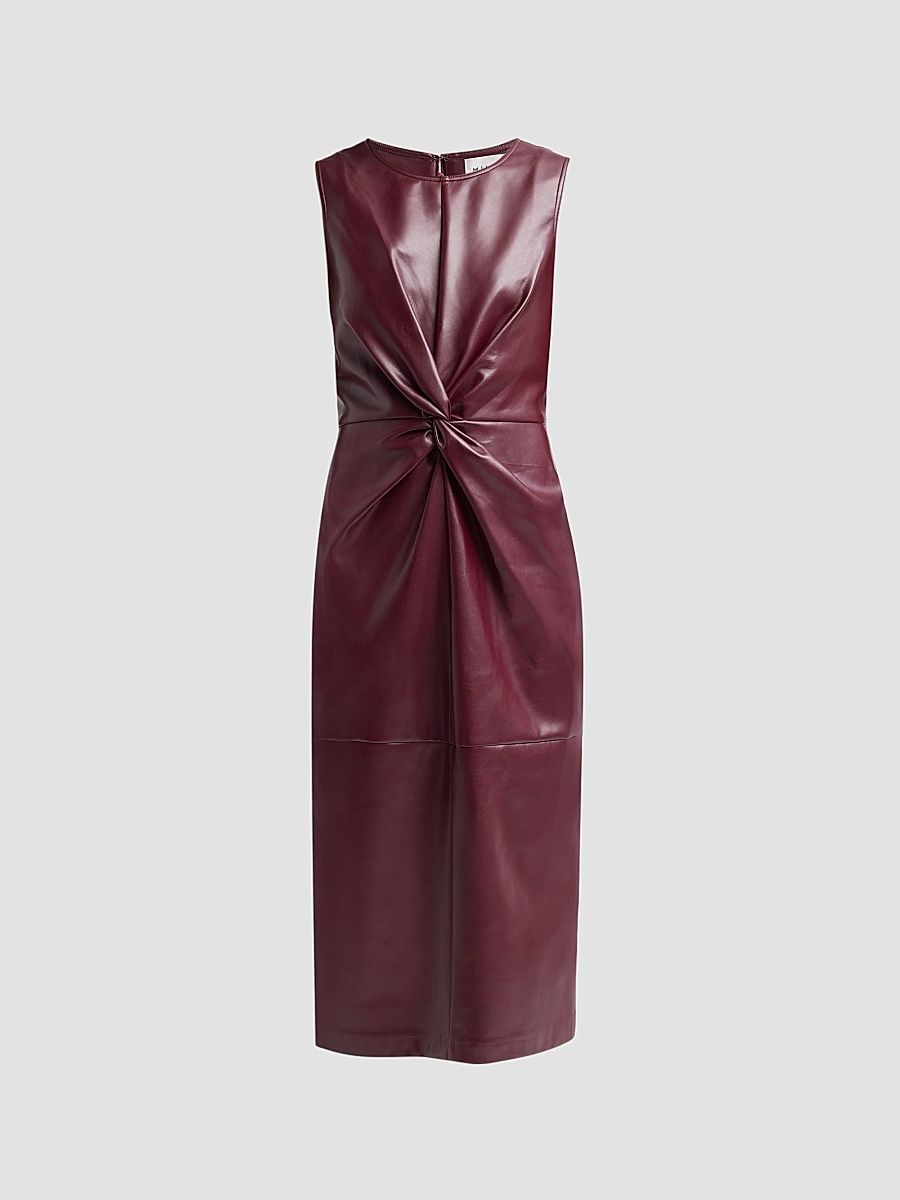 Women's Nat Faux Leather Midi Dress - Burgundy - Size 12