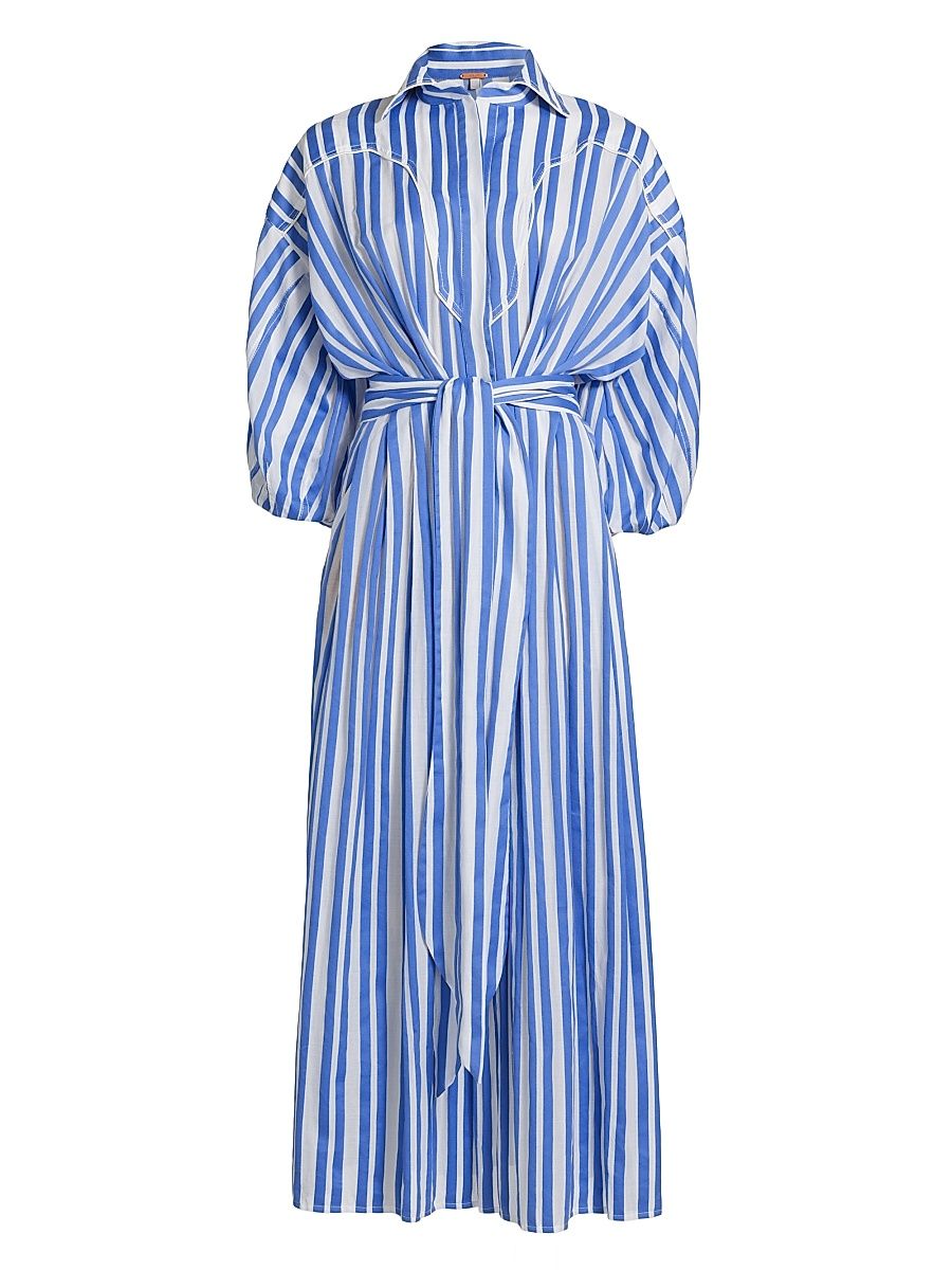 Women's Buena Mar Striped Shirtdress - Ecru Blue - Size 6
