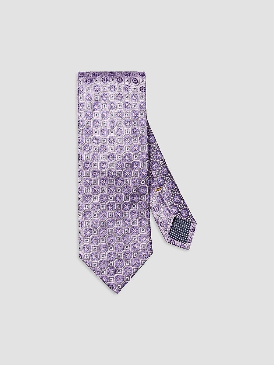 Men's Floral Woven Silk Tie - Light Purple