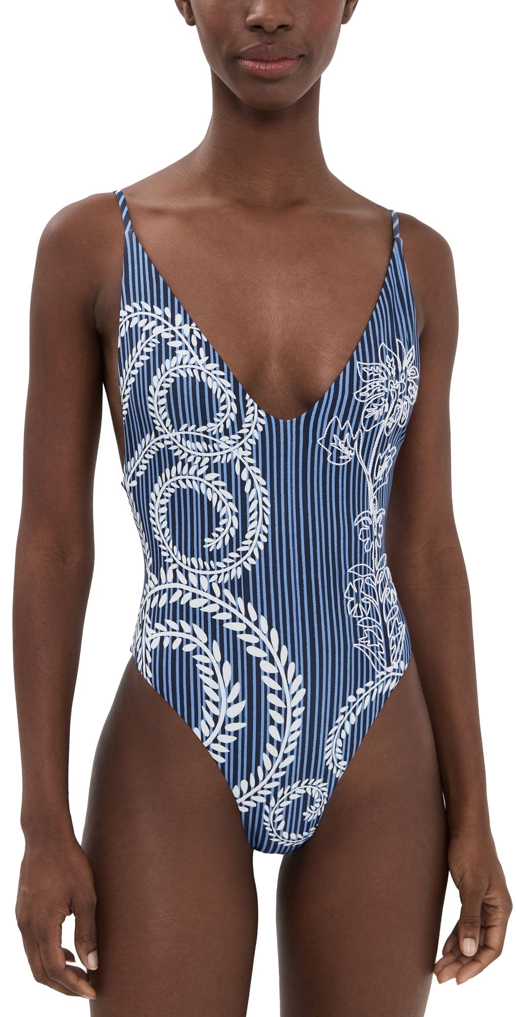 Agua Bendita Luca Batik Embroidered One Piece Azul Claro M