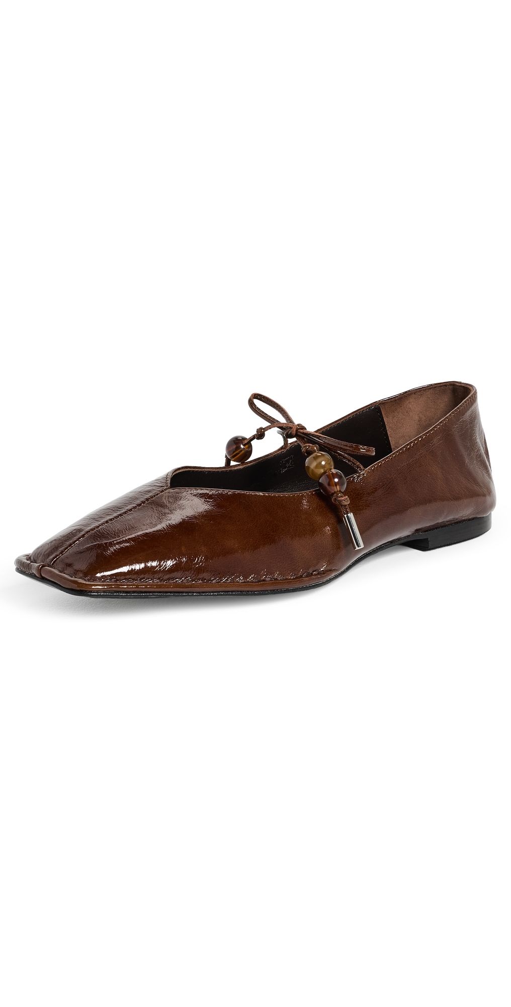 ALOHAS Sway Beads Leather Ballet Flats Beads Rift Brown 40