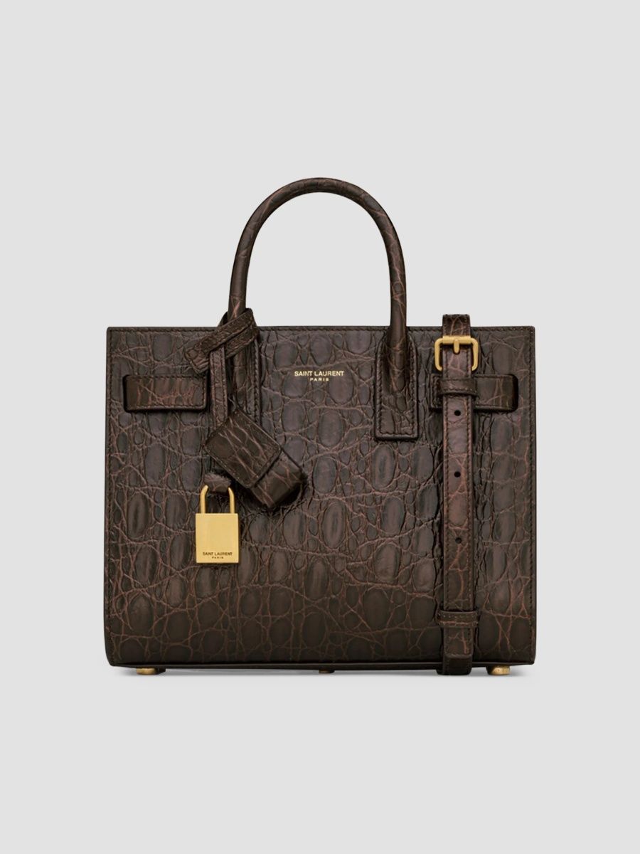 Saint Laurent Women's Sac De Jour Top Handle Bag in Crocodile-Embossed Leather - Easy Brown