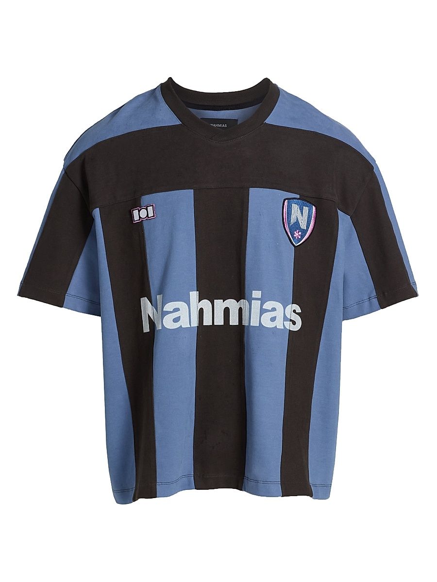 Men's Striped Soccer Jersey - Blue Ocean Stripe - Size Small