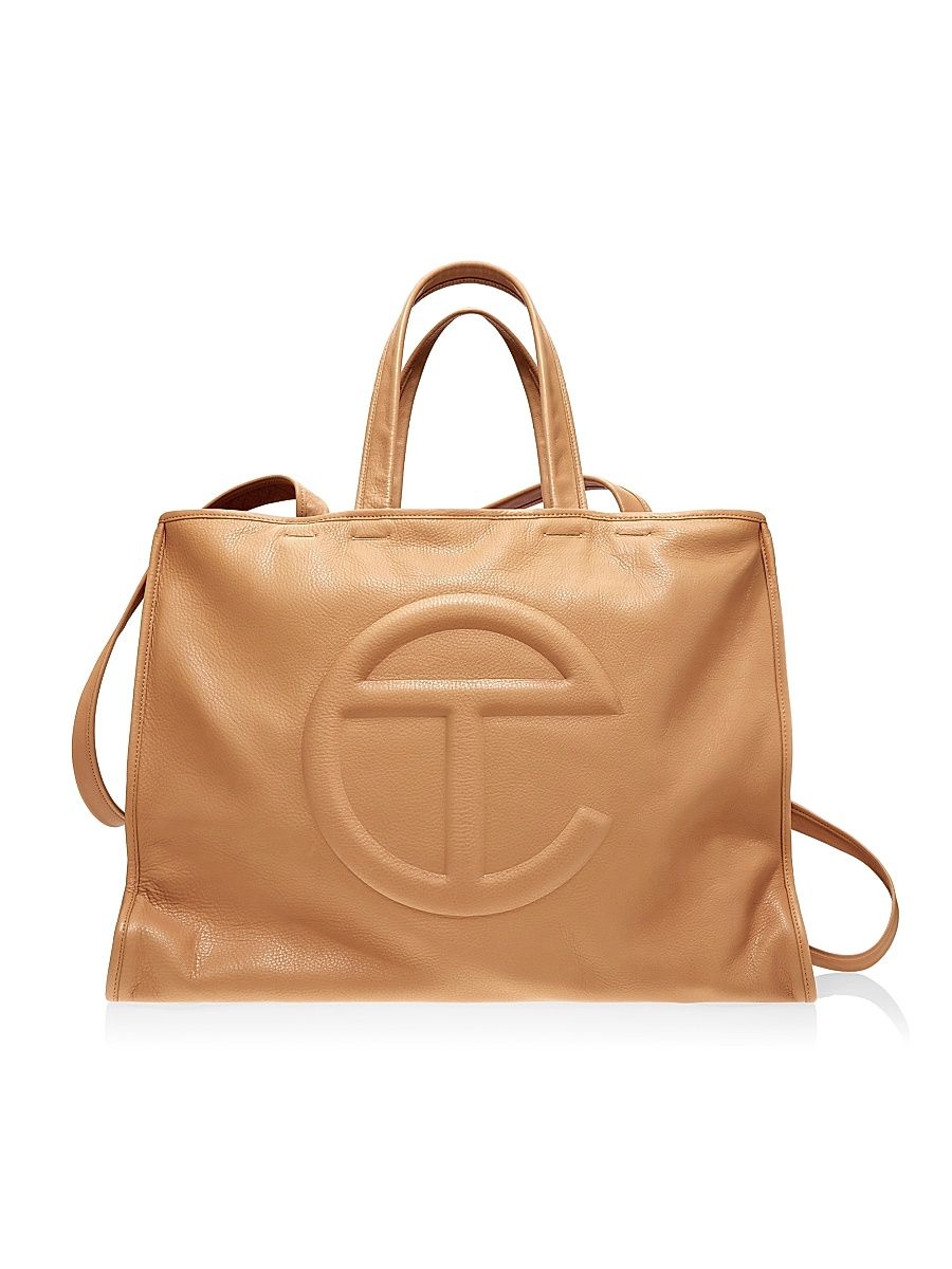 Men's Large Carry Logo Leather Bag - Forest