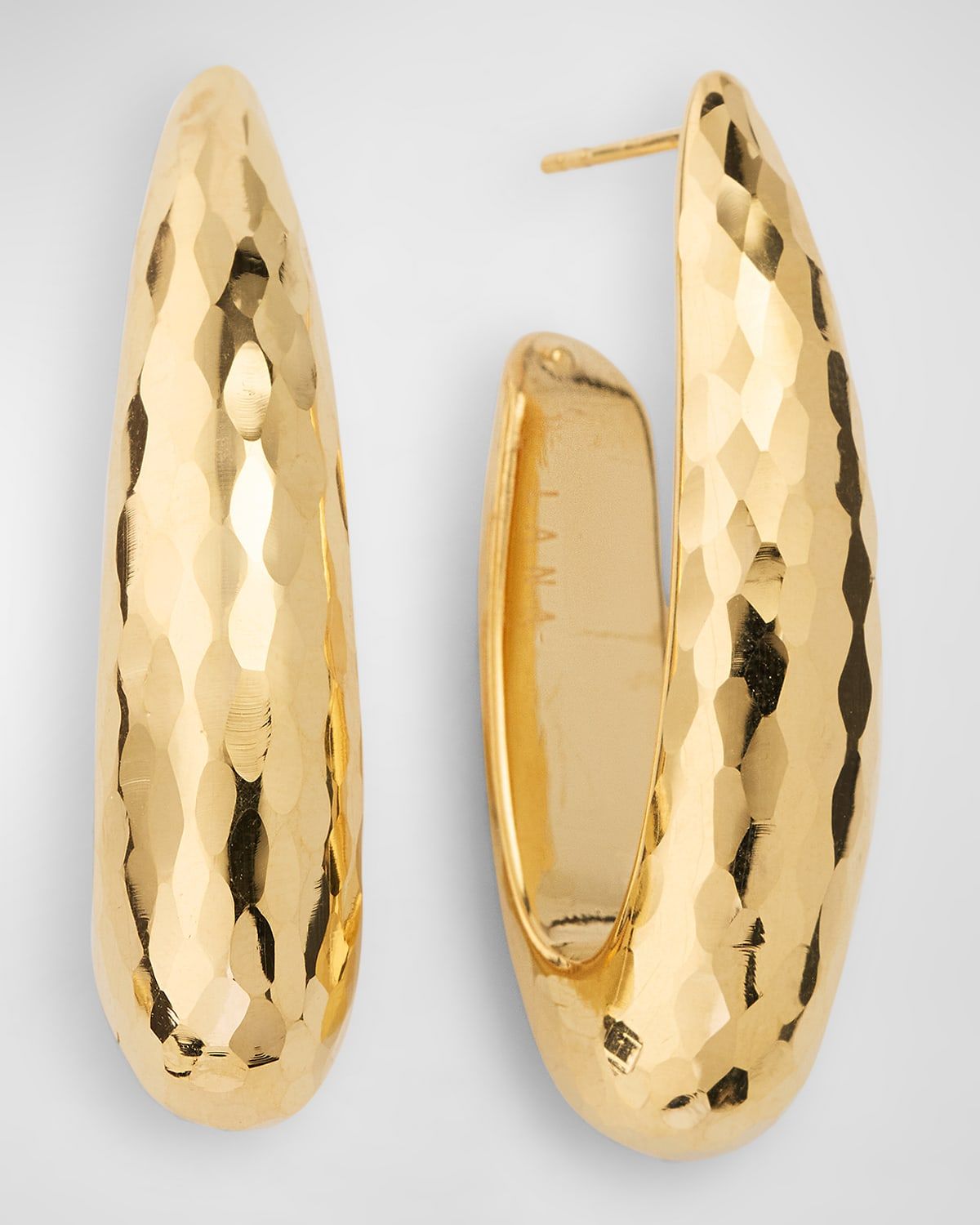 14K Gold Elongated Wide Disco Hoop Earrings