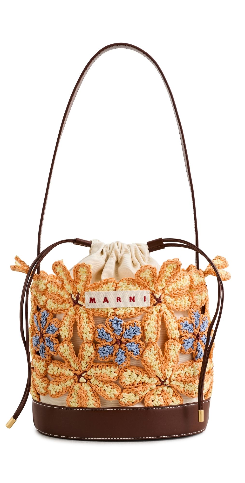 Marni Flower Bucket Bag Vanilla/Carrot/Wild Cherry One Size