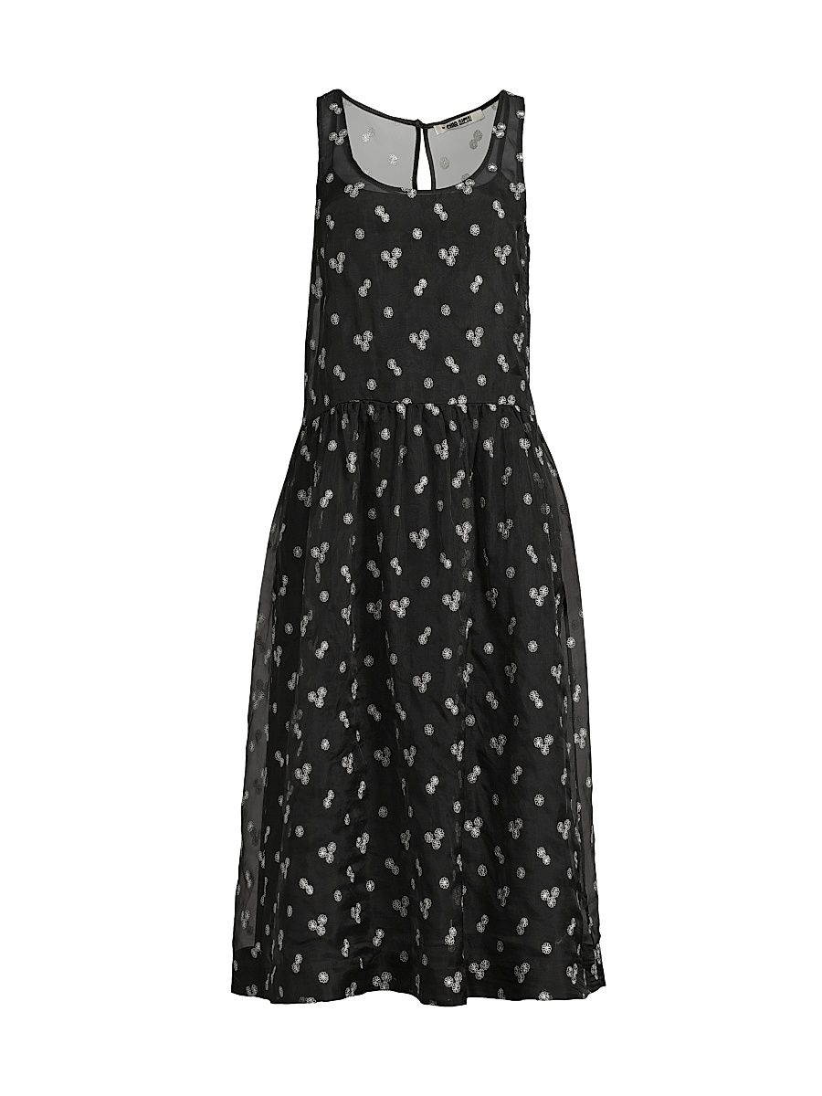 Women's Mariella Floral-Embroidered Silk Organza Midi-Dress - Black - Size XXL