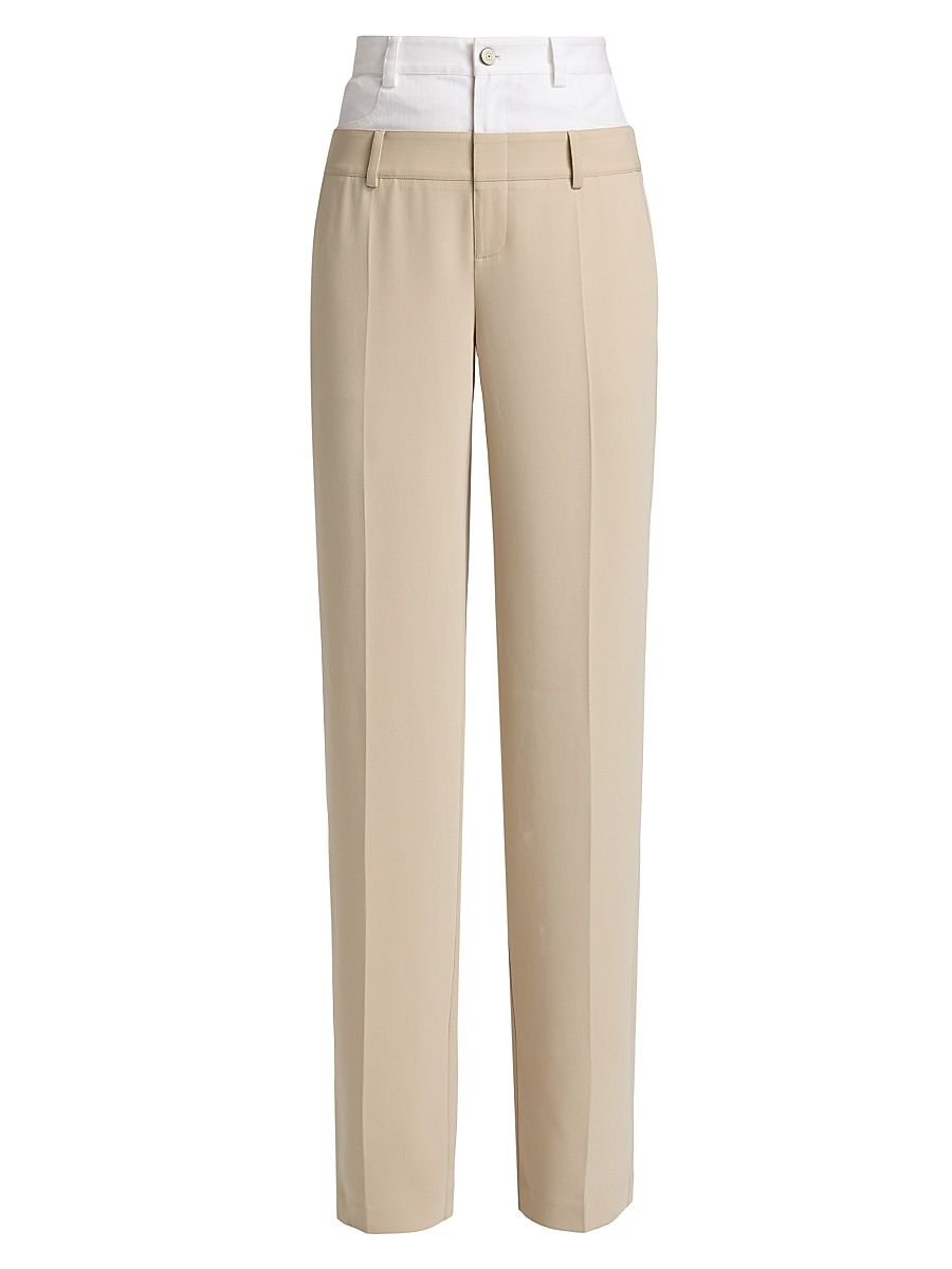 Women's Dionne Mix Media Pants - Khaki White - Size 14