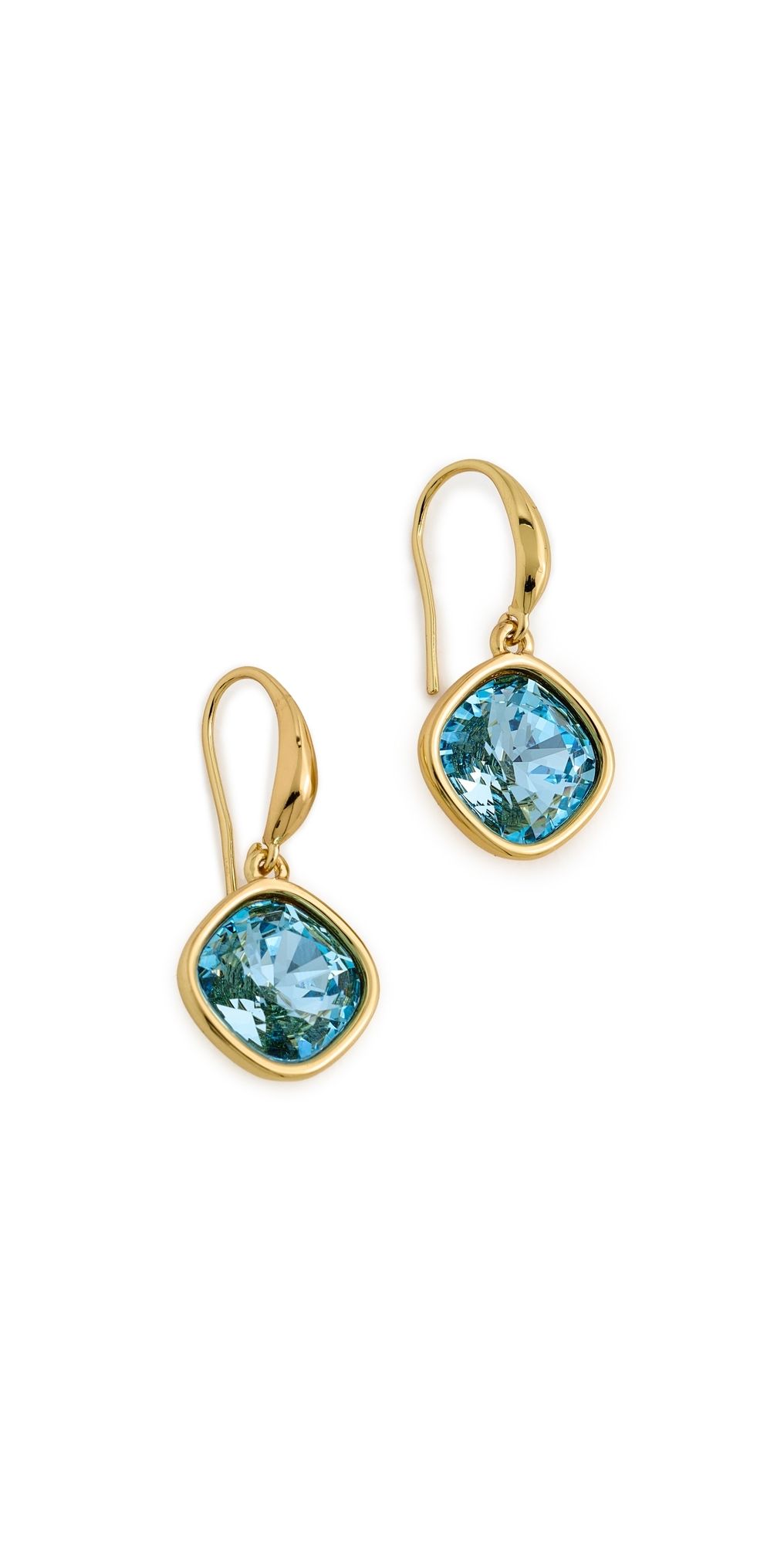 Kenneth Jay Lane Square Aqua Stone Earrings Gold/Aqua One Size