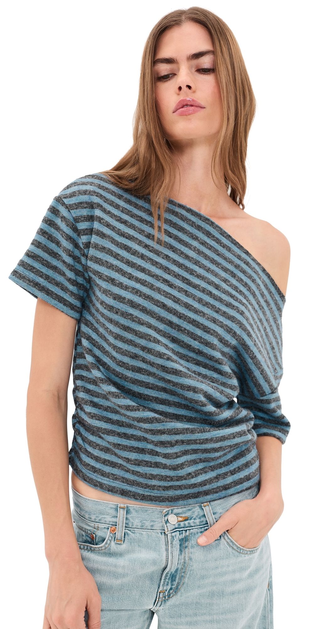 Lioness Wildlands Tee Grey/Blue Stripe S