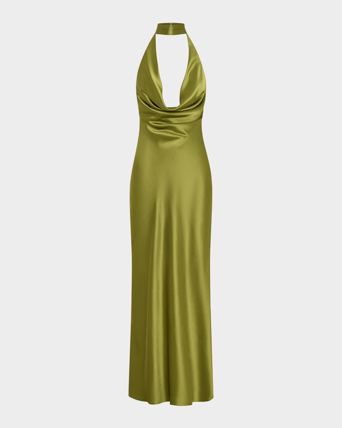Lyria Cutout Draped Halter Gown