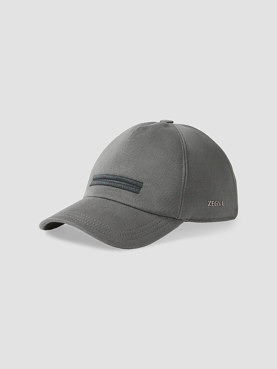 ZEGNA Men's Cotton Baseball Cap - Dark Taupe - Size Small