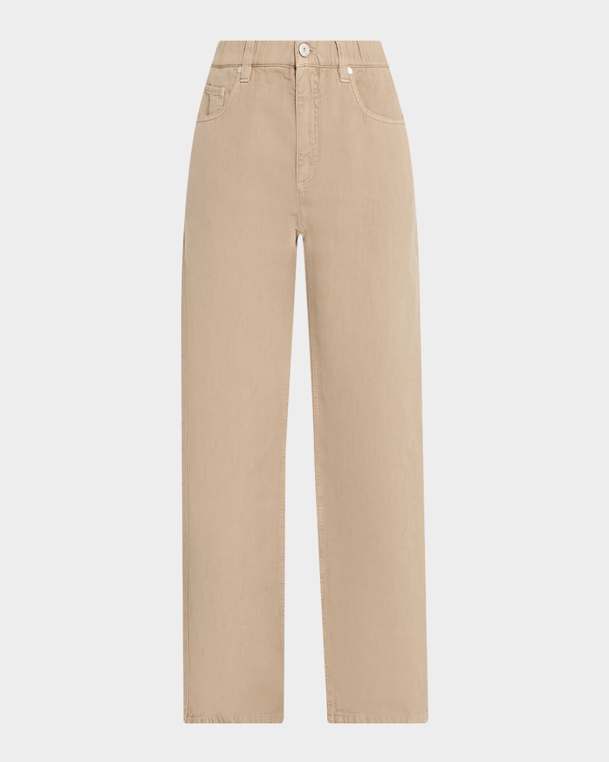 Dyed Cotton-Linen Wide-Leg Pants